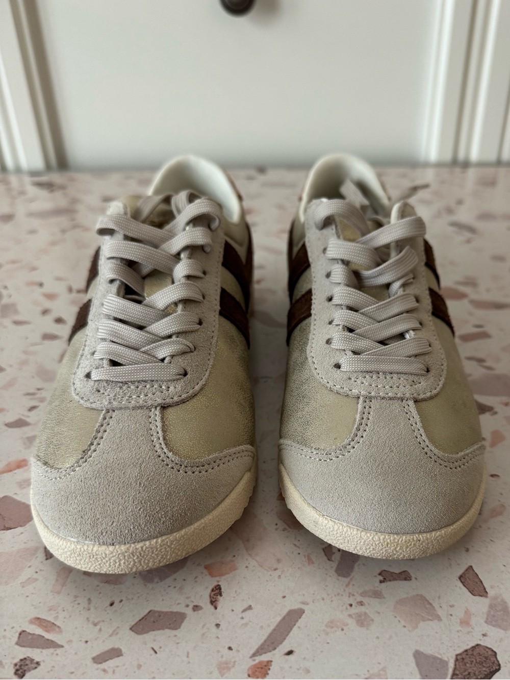 Gola Ladies’ Bullet BlazeWhite/Cream/Rose Retro Low Profile Sneakers. Worn once.